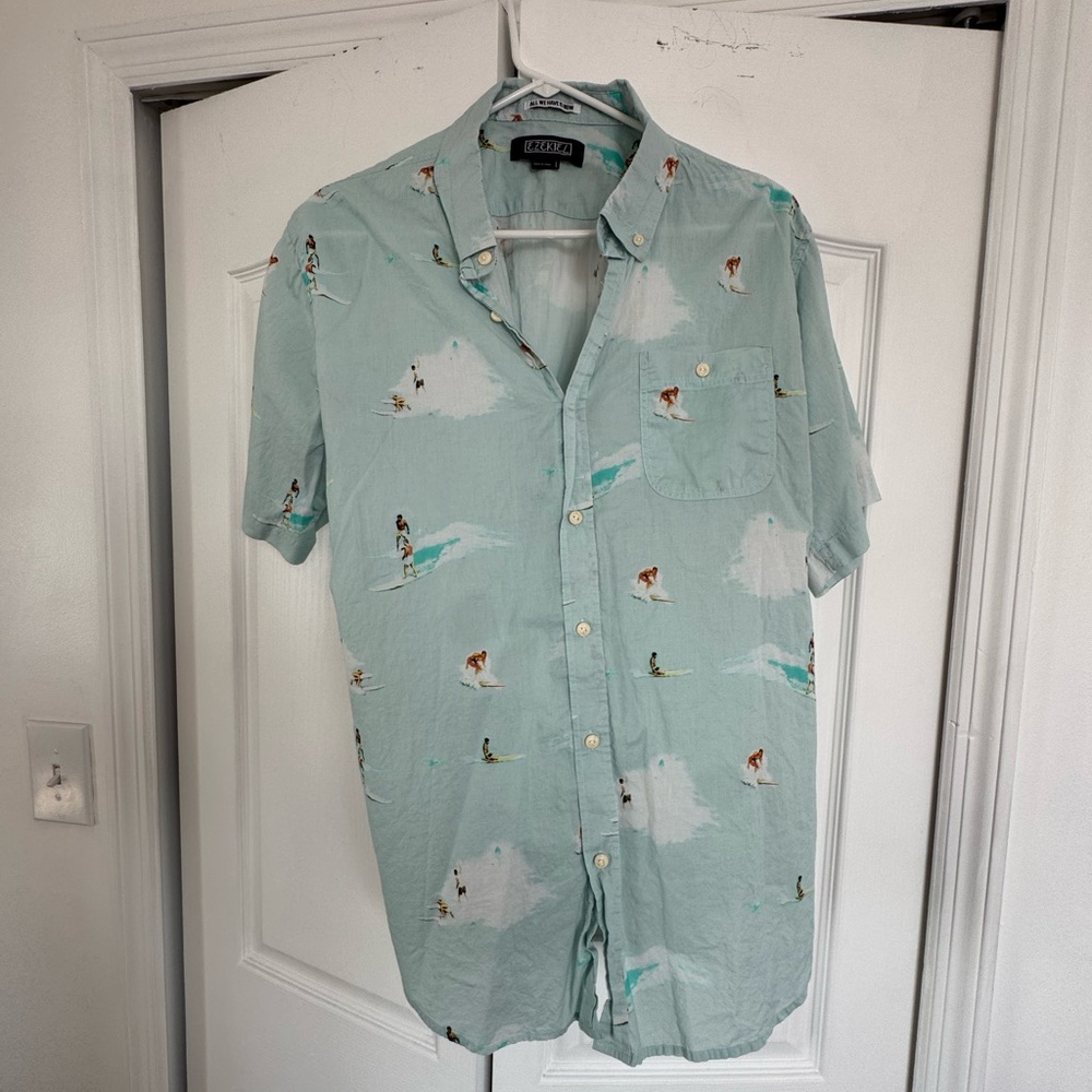 Men's Light Blue Surf Print Shirt